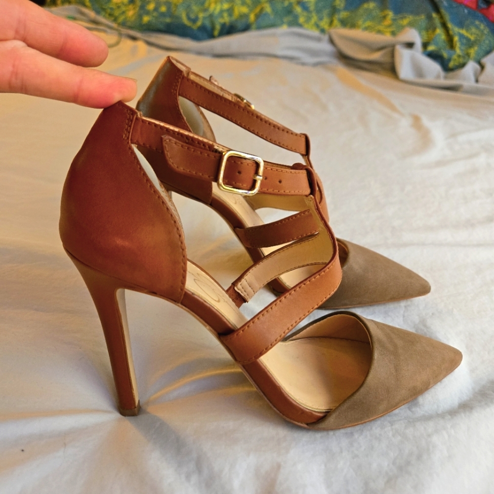 Jessica Simpson Pointed Toe Cutout Stiletto Heels 6M - Fall suede leather
